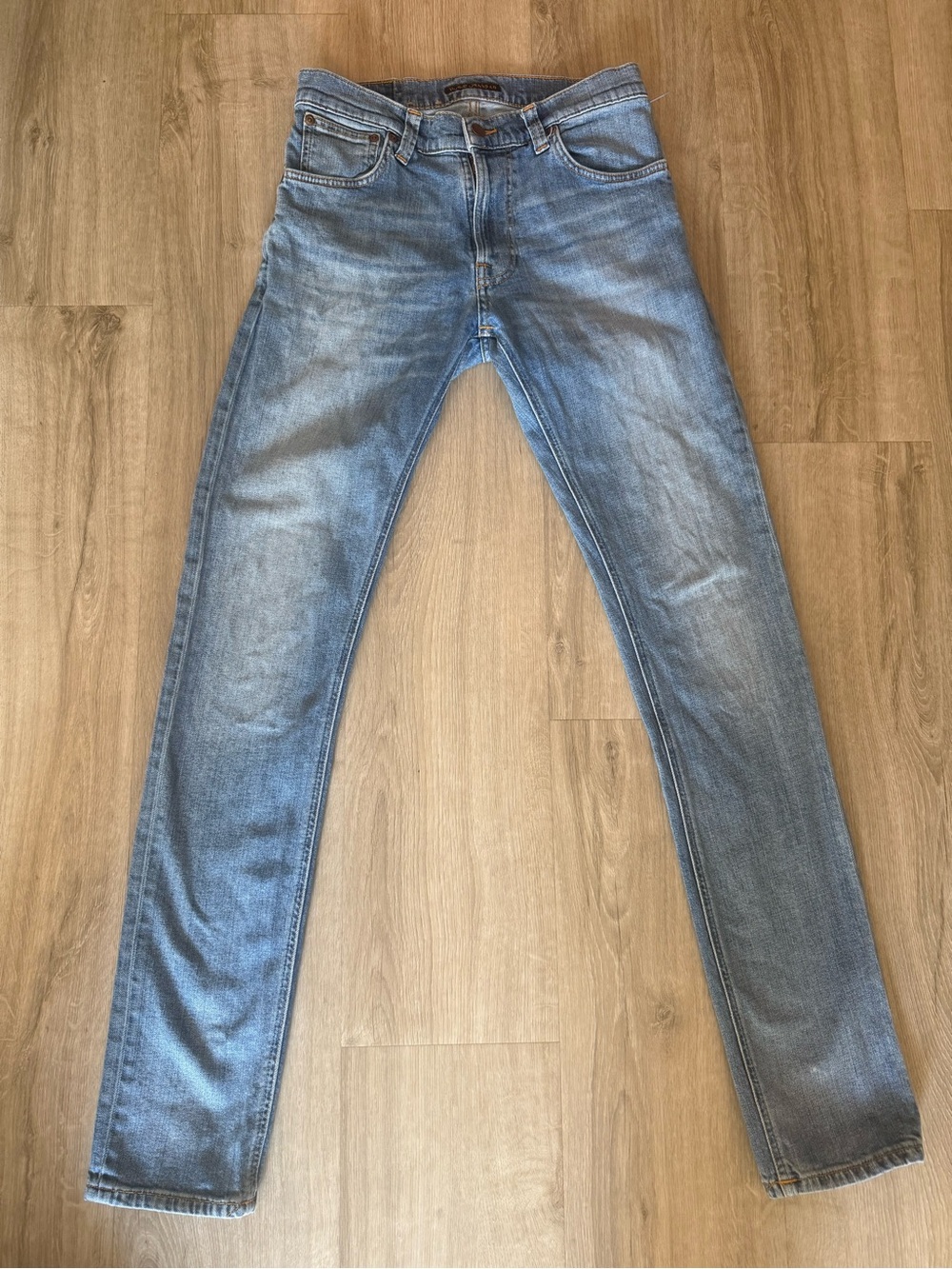 Nudie Jeans “Thin Finn” Slim Straight Men's Jeans in Washed Blue